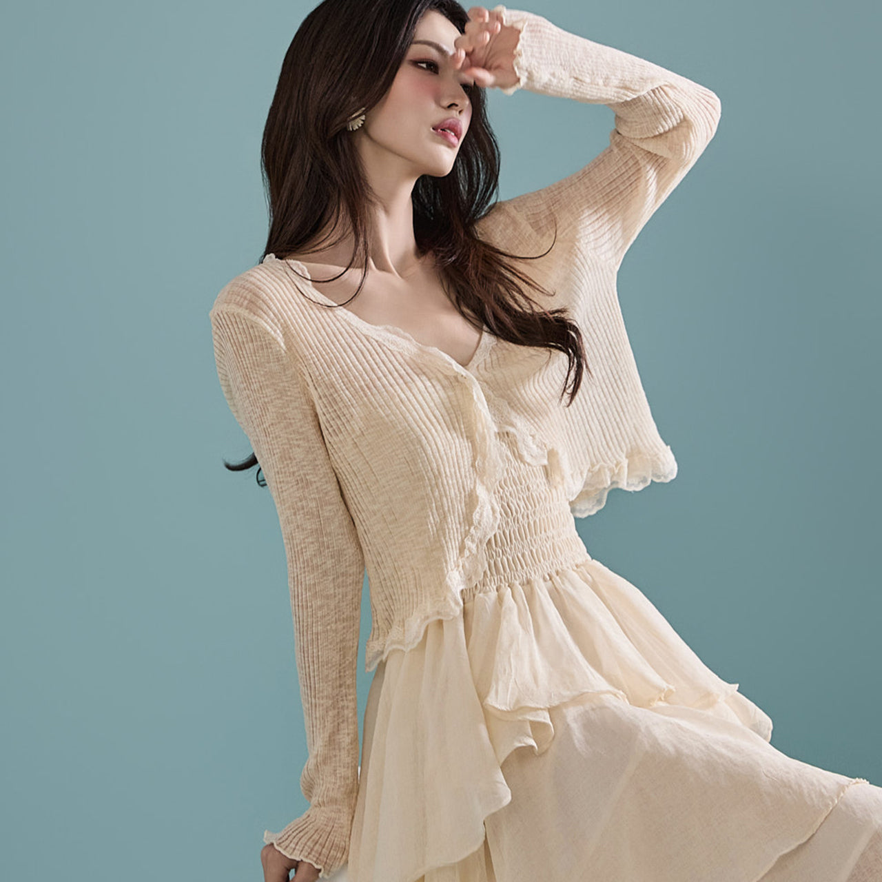 J2321 荷叶边开衫