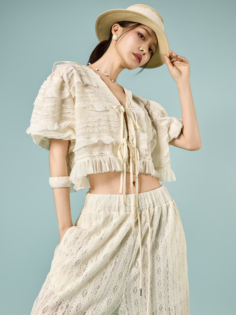 J3207 Frill Lace Cardigan