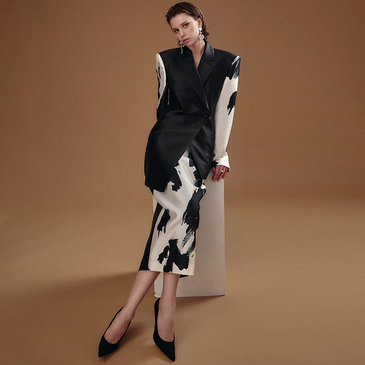 MBDTP008 拉绒不对称双层夹克两件套