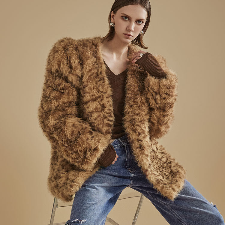 J2071 豹纹泡泡袖夹克