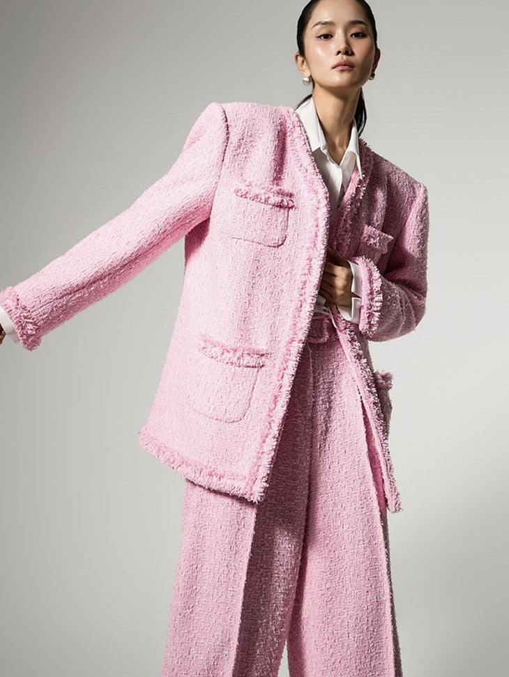J9365 Fringe Tweed Jacket