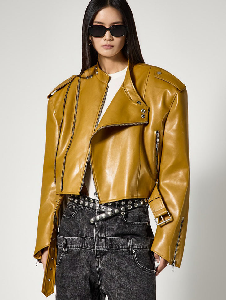 J3144 Vegan Leather Biker Jacket