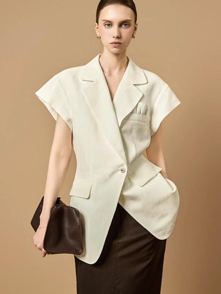 J3212 Linen Cap Sleeve Jacket