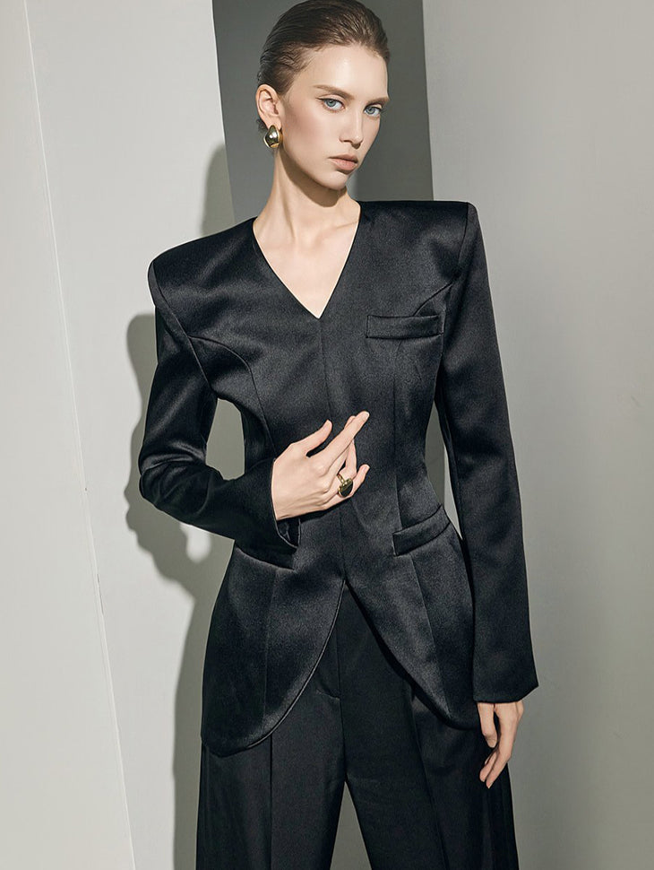 J9370 Curve Line Collarless Jacket