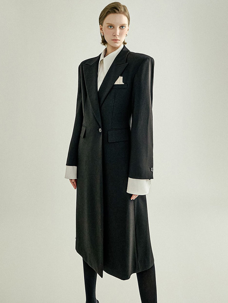 J3276 Lapel Tailored Long Jacket