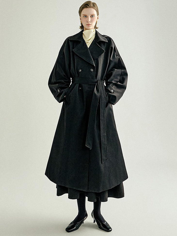 J3277 Wide Lapel Trench Coat