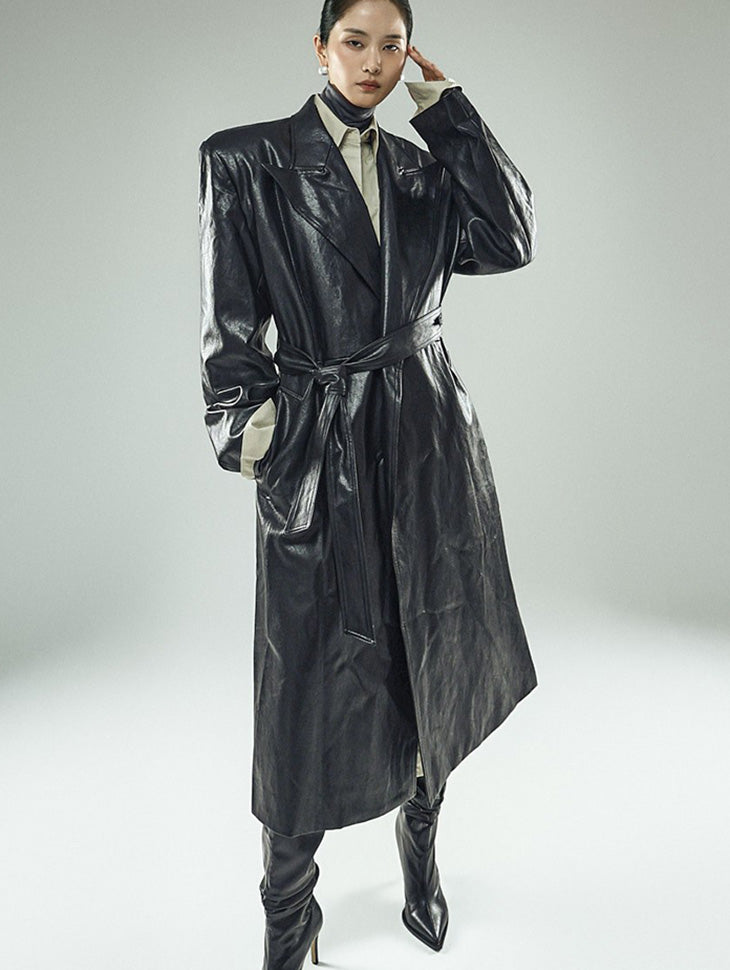 J3289 Leather Robe Coat