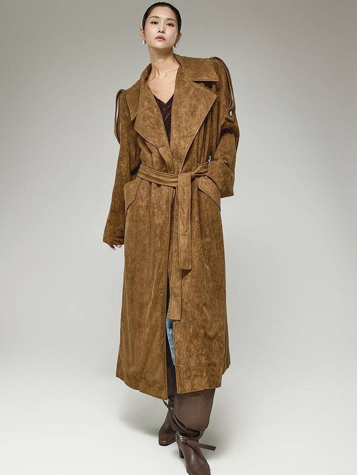 J3323 Suede Trench Coat