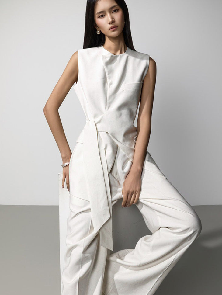 J9376 Linen Wrap Long Vest