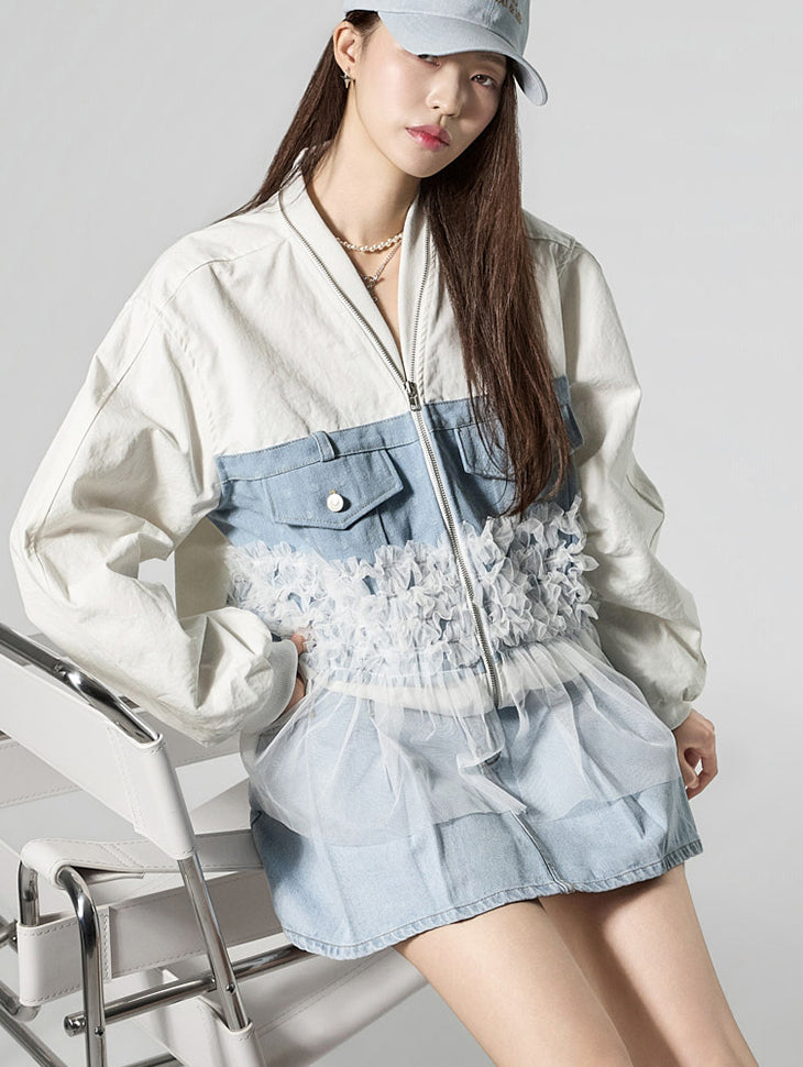 J3121 Tulle Layered Jacket