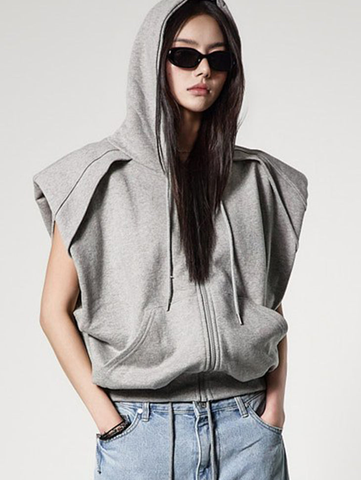 J3194 Sleeveless Zip-Up Hoodie