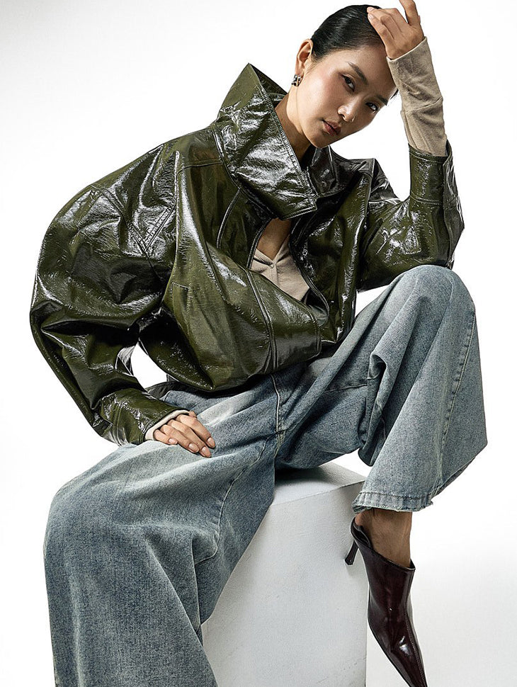 J3287 Glossy Leather Jumper