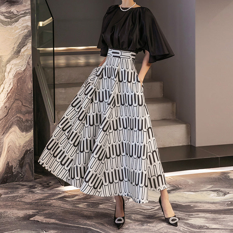 SK9120 柄フレアスカート