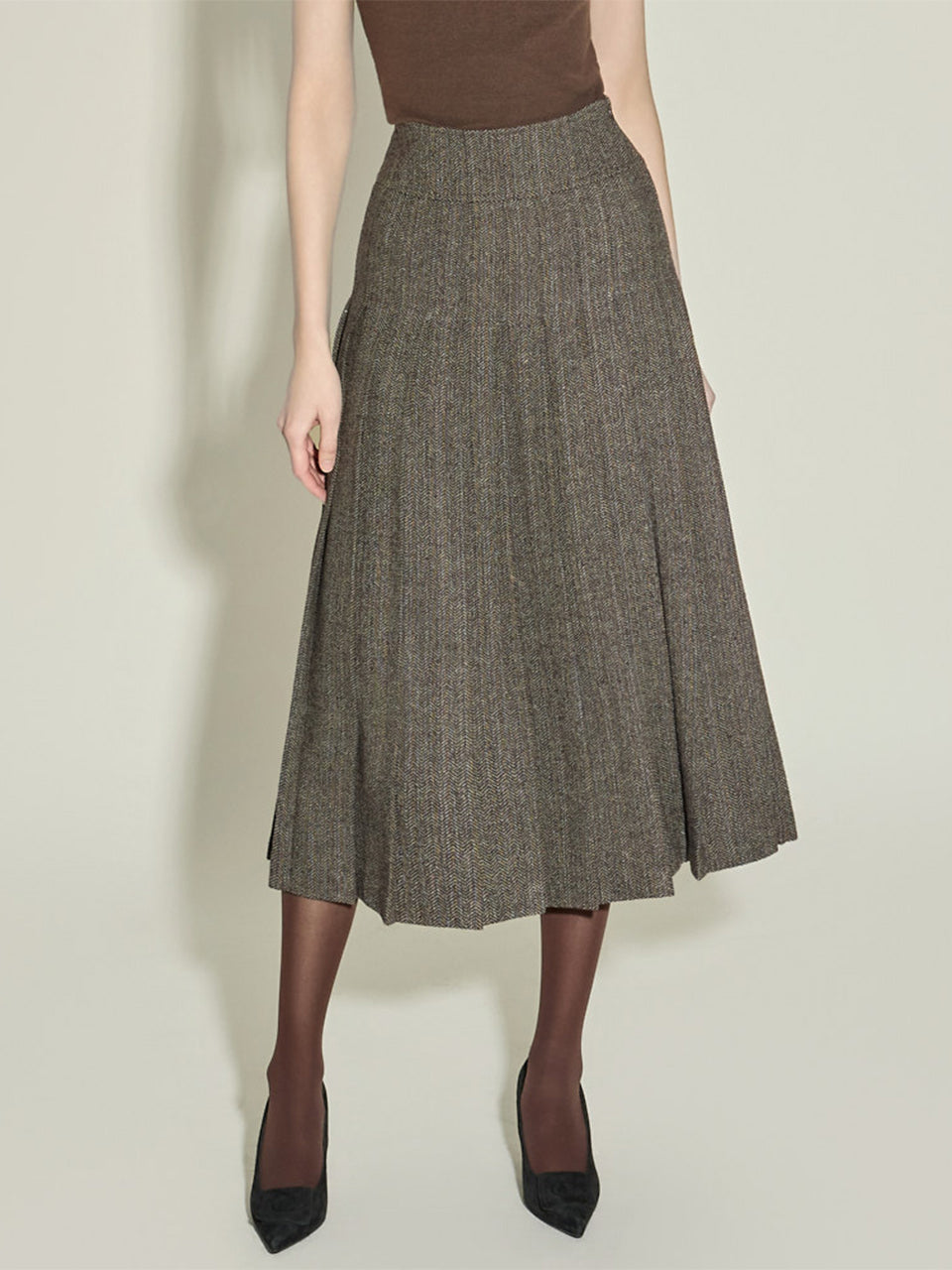 SK2387 ヘリンボーンプリーツスカート