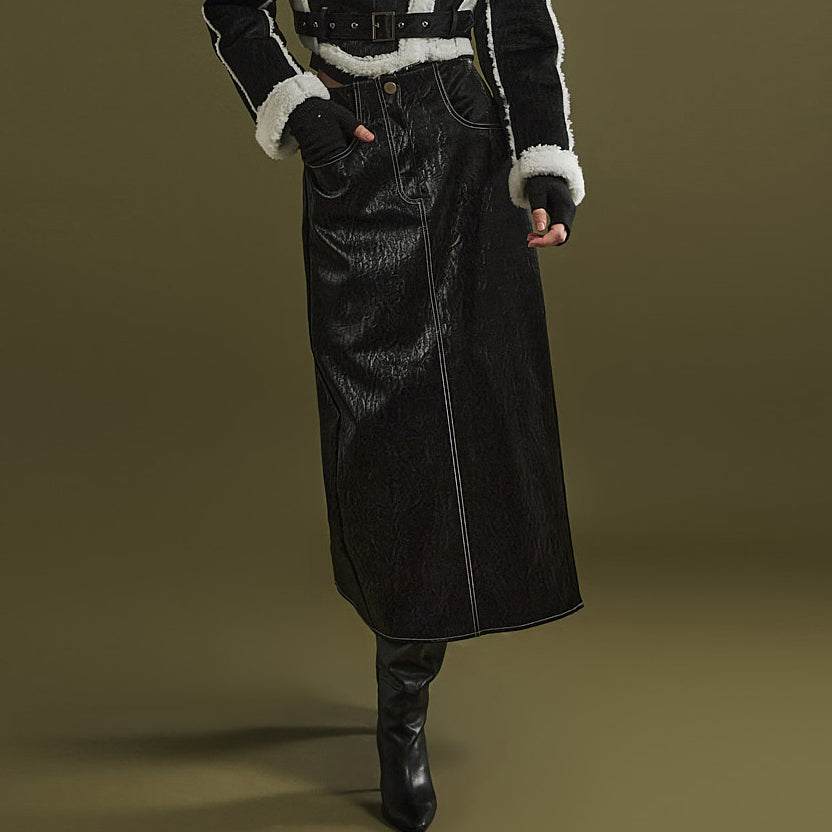 SK2598 グロッシーレザースカート