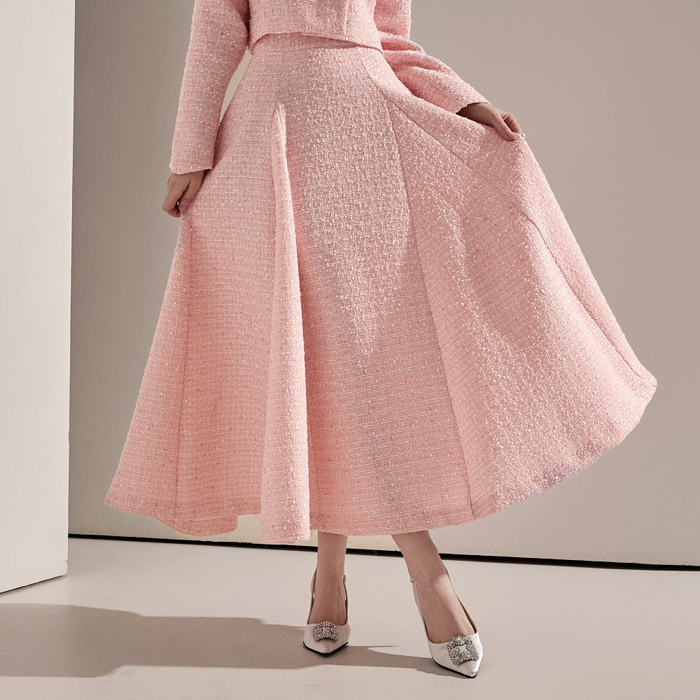 SK2671 Tweed Flare Midi Skirt