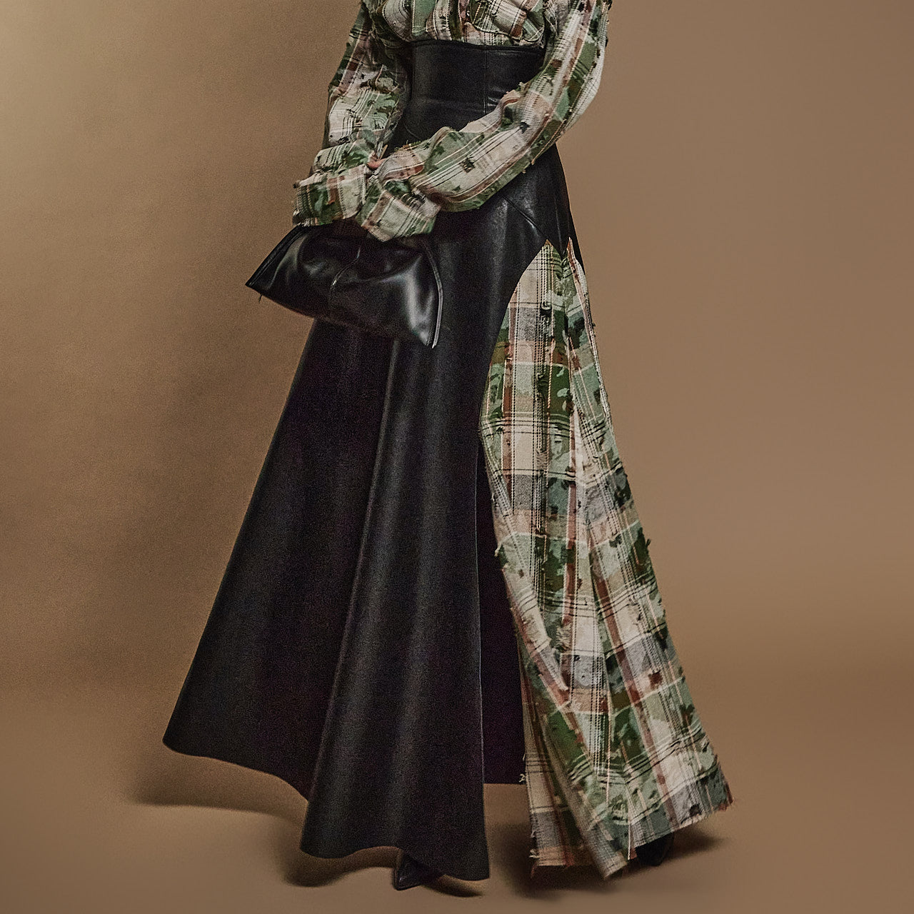 SK9251 皮革格子裙