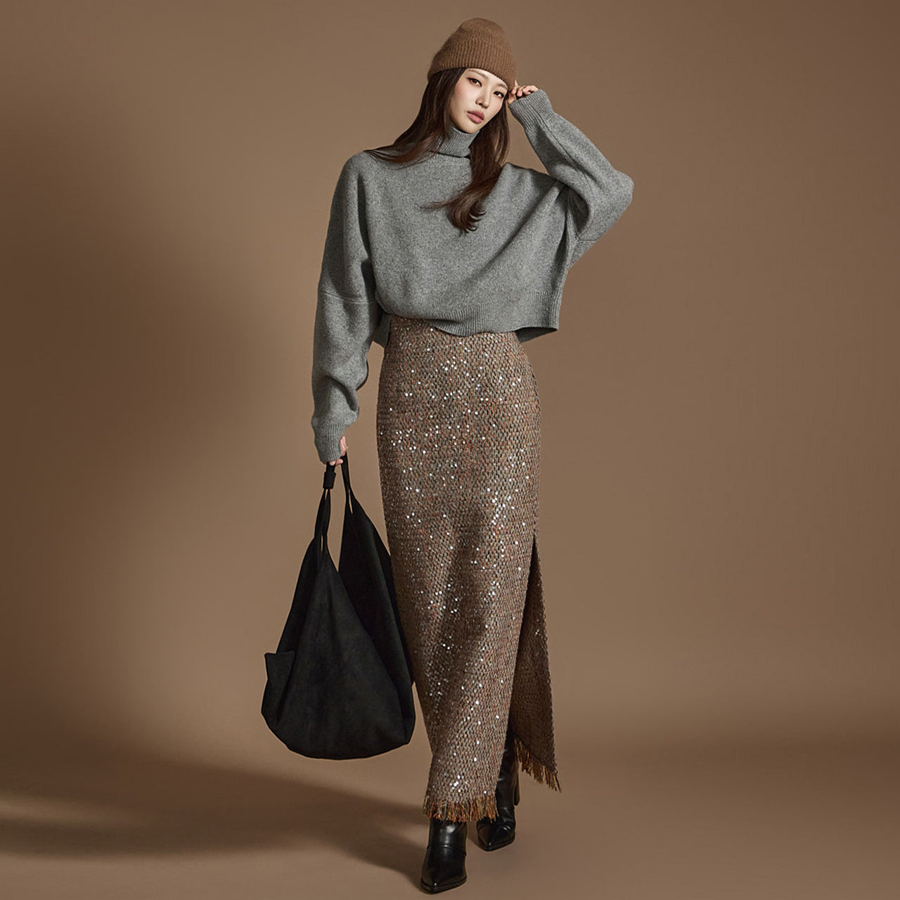 SK9255 粗花呢流苏裙