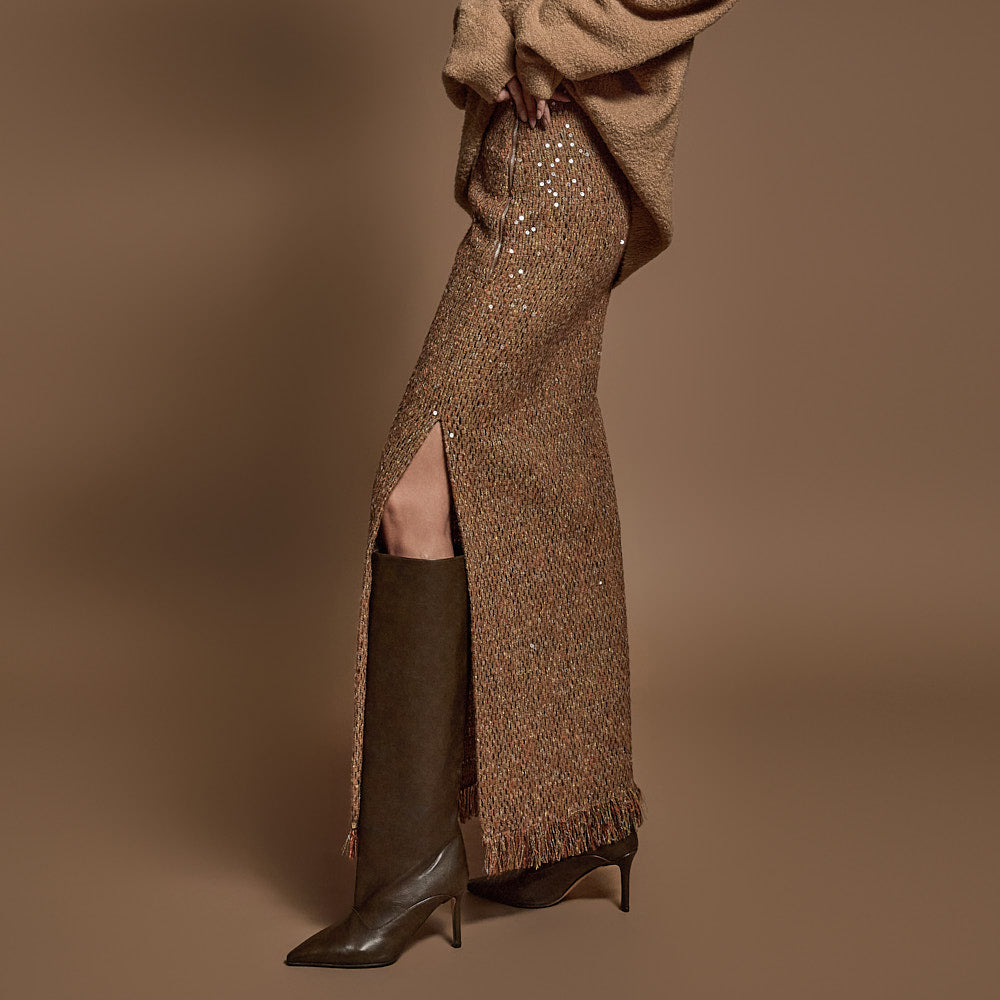 SK9255 粗花呢流苏裙