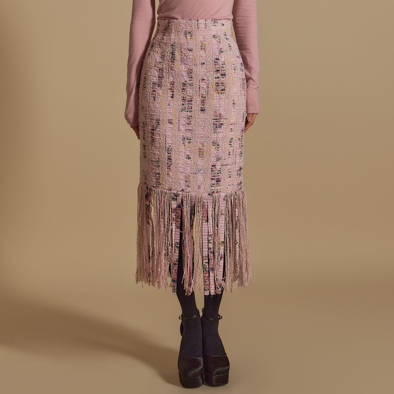 SK9249 粗花呢流苏裙