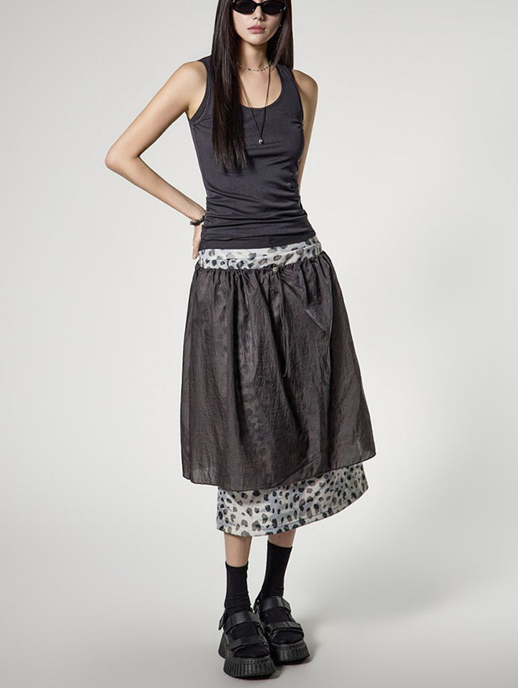 SK3196 Leopard Layered Skirt