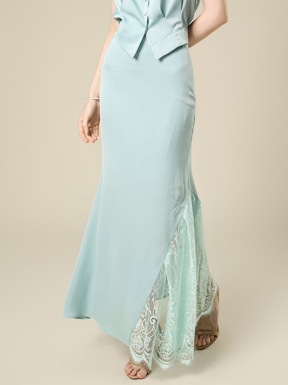 SK3217 Lace Mermaid Satin Skirt