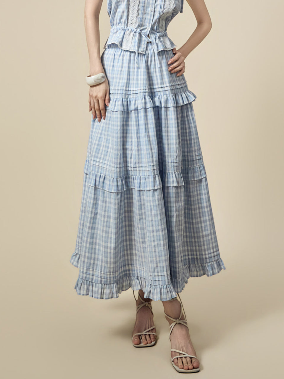 SK3218 Check Frill Skirt