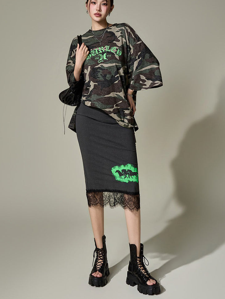 SK3244 Graphic Lace Skirt