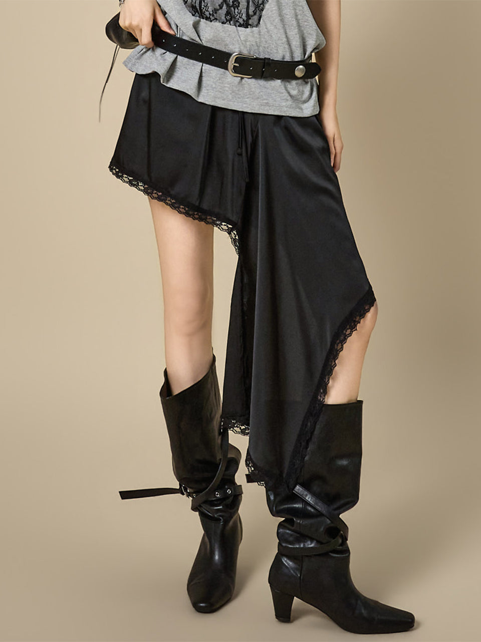 SK3254 Asymmetrical Satin Skirt