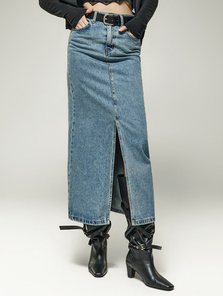 SK3299 Washed Denim Skirt
