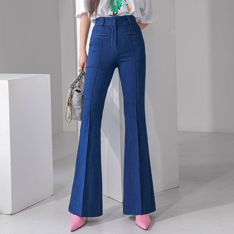 PJ438 ハイウエストロングフレアジーンズ