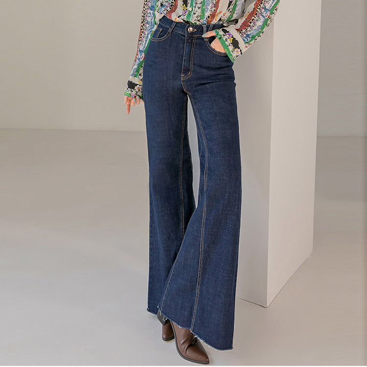 PJ447 缝线喇叭牛仔裤