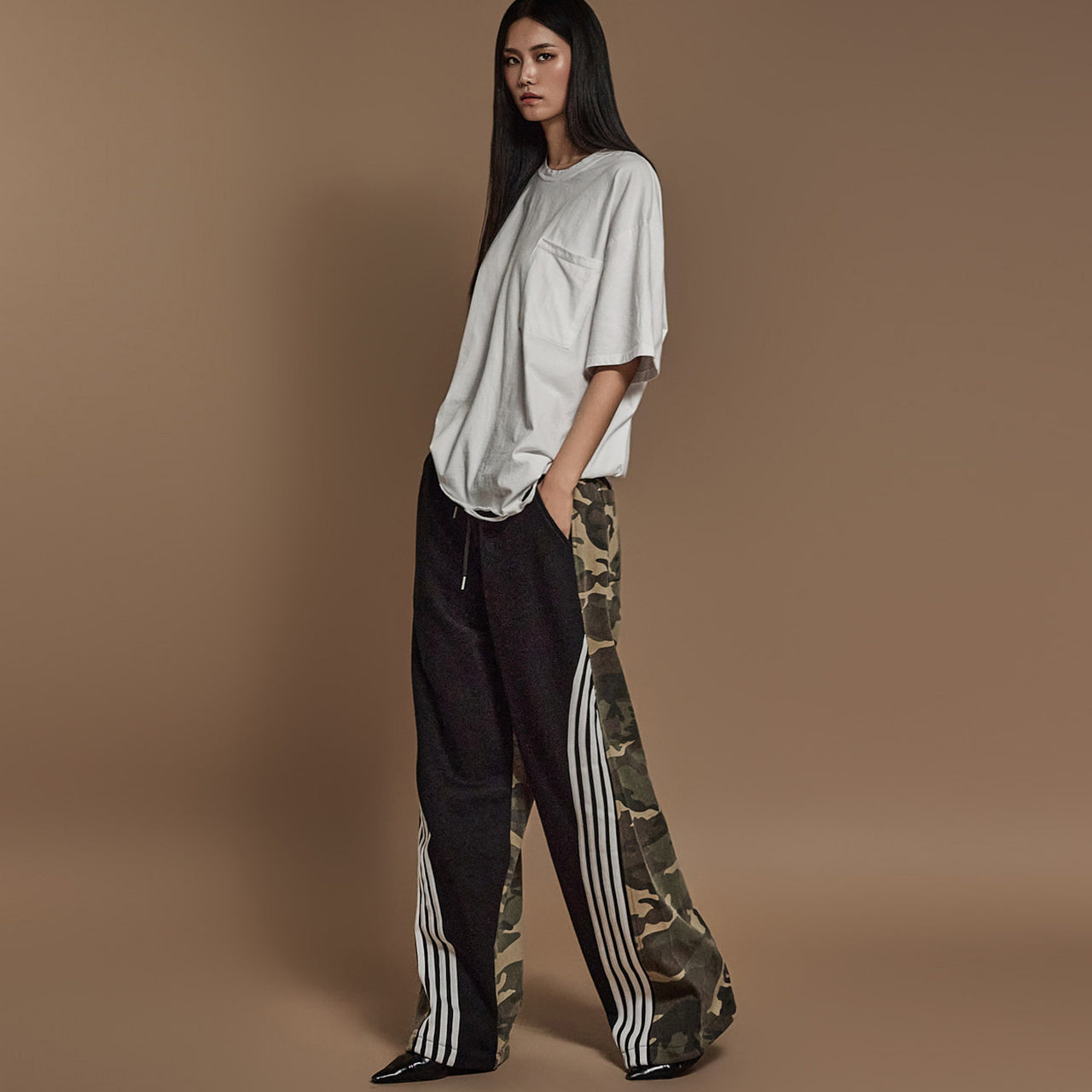 P3304 图案撞色运动裤