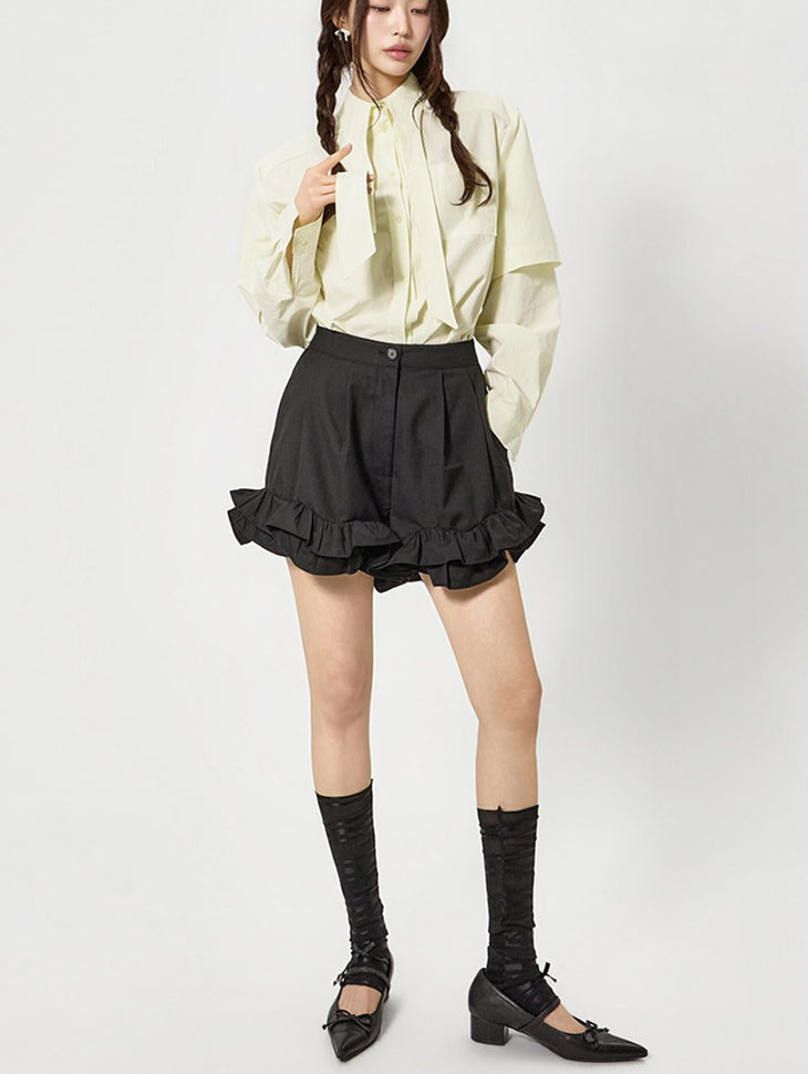 P3777 省道荷叶边短裤