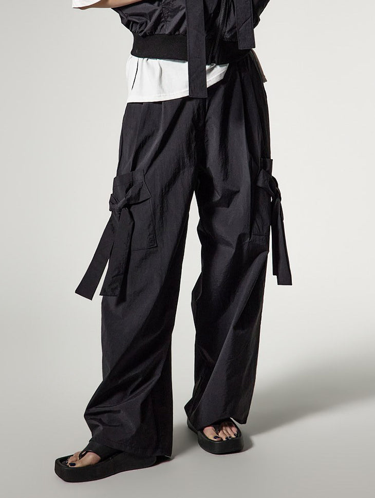 P3786 阔腿飘带长裤