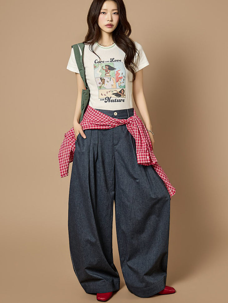P3838 Linen Wide Pleated Pants