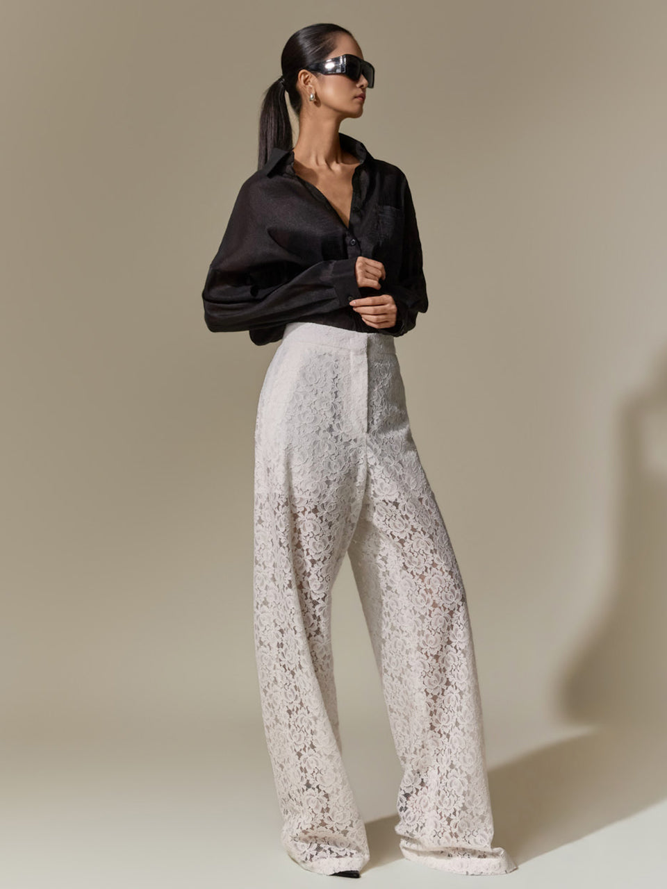 P3903 Lace Straight Pants