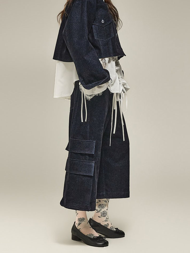 P3968 Velvet Denim Pants
