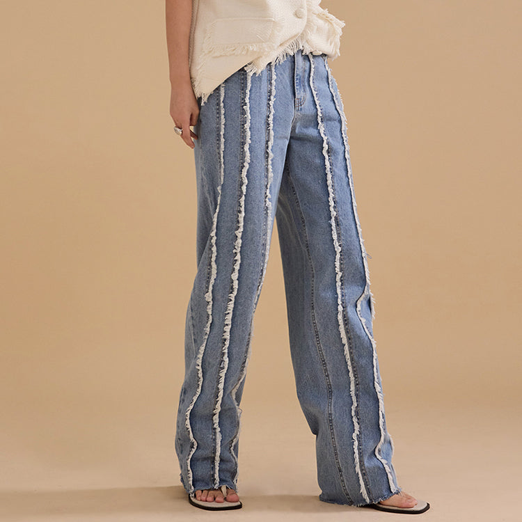 PJ471 フリンジセミバギージーンズ