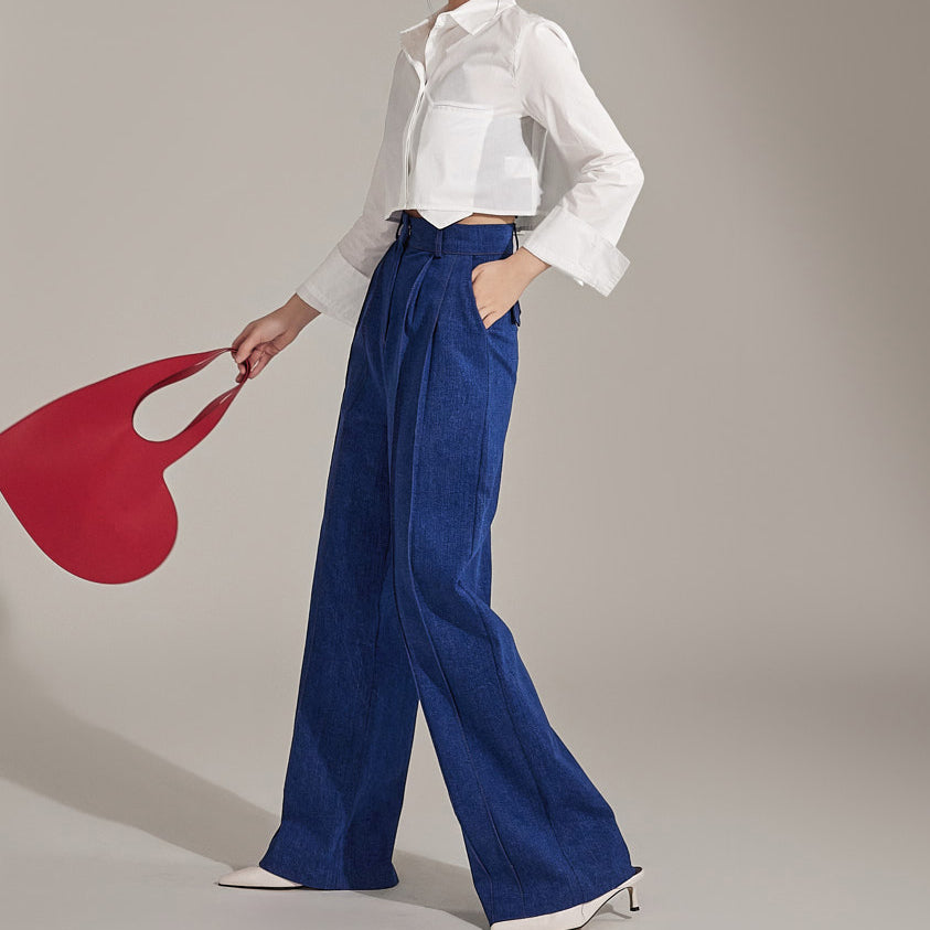 PJ472 Stitch Pintuck Wide Jeans