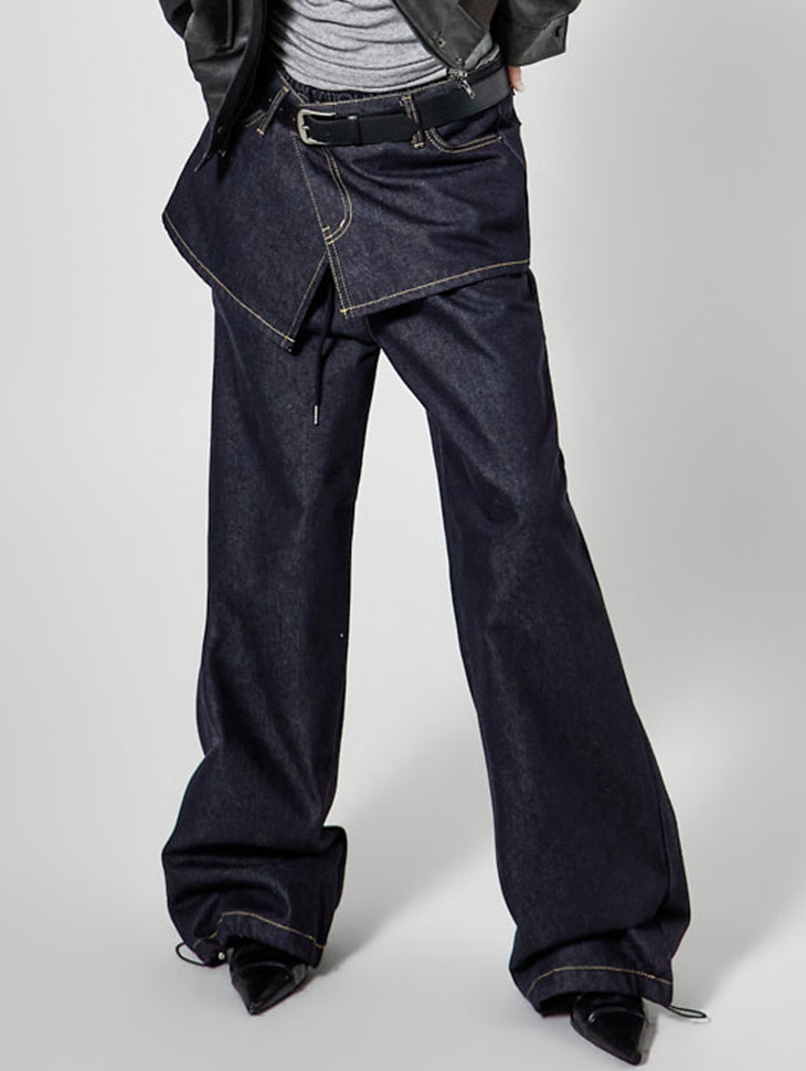 PJ630 Skirt Layered Jeans