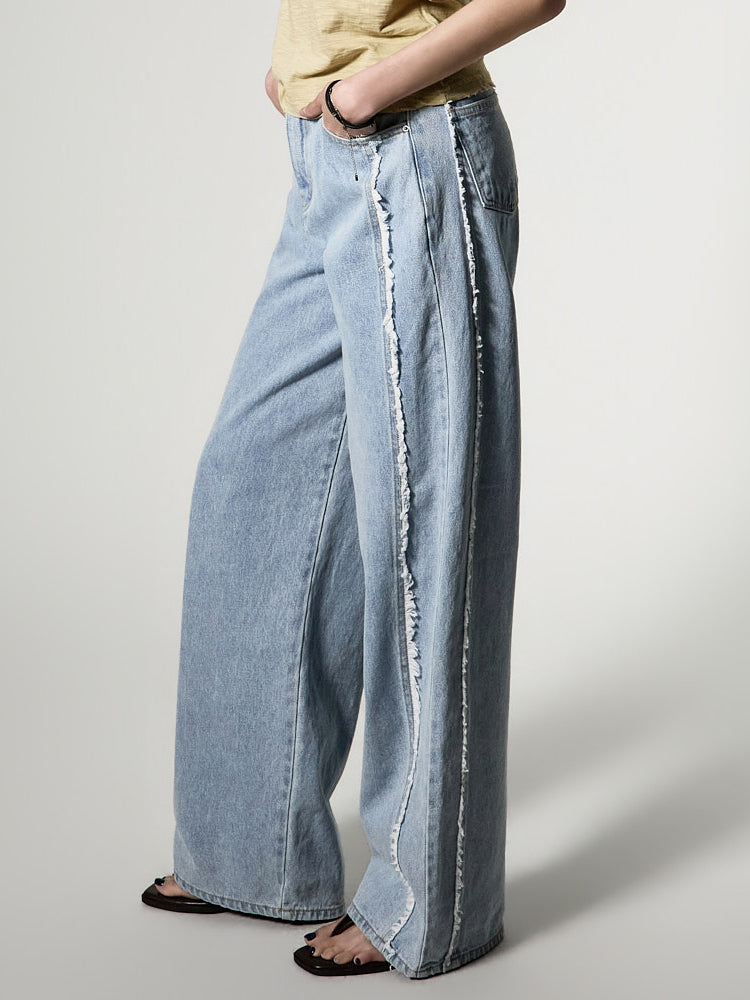 PJ641 Fringe Wide Jeans