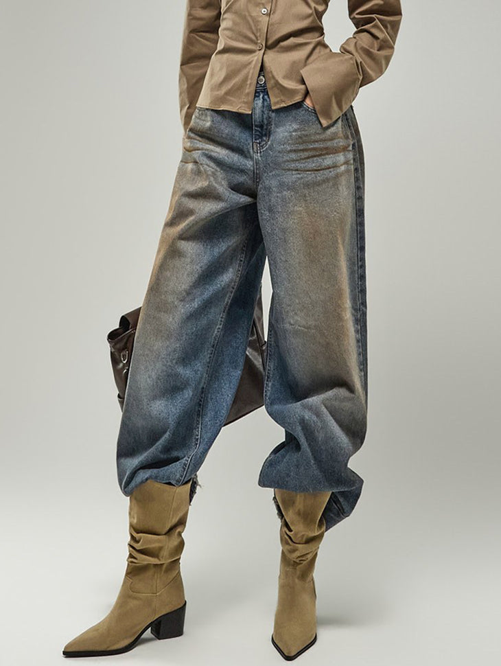 PJ667 Fade Wash Wide Jeans