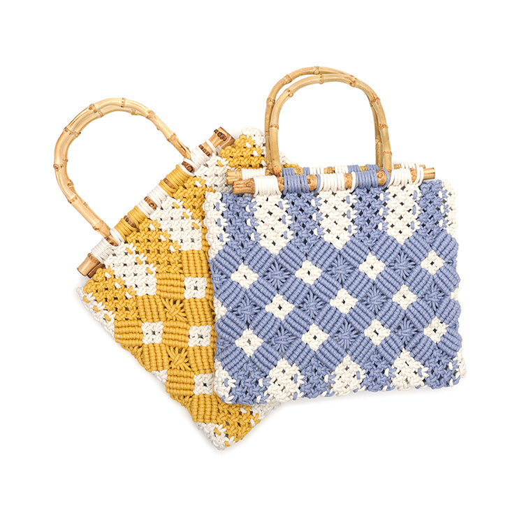 A-1426 Knit Wood Handle Bag