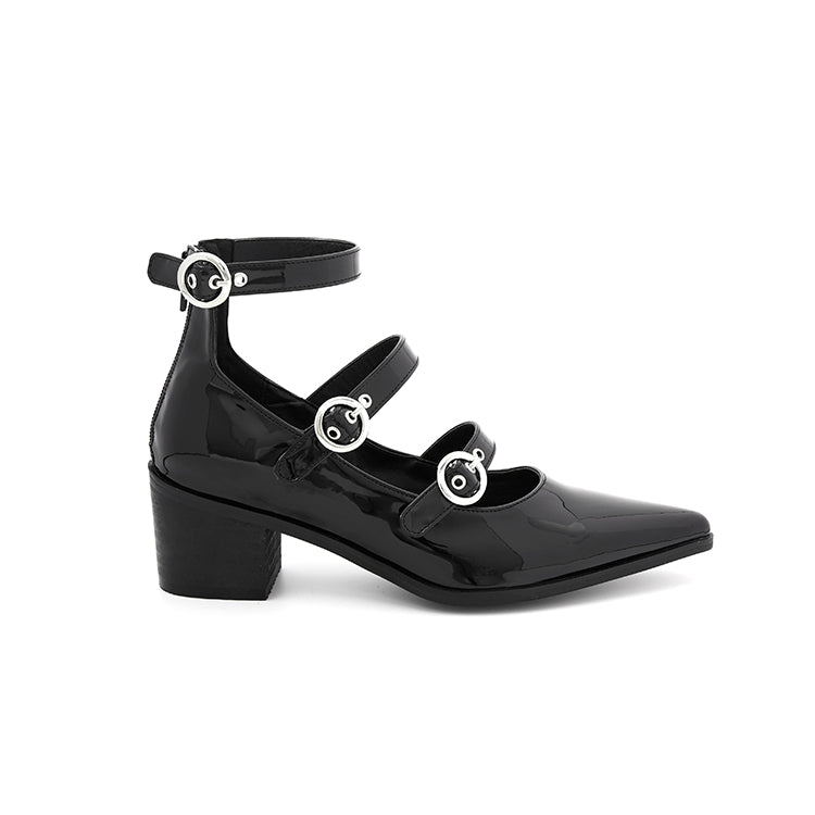 AR-3228 Patent Effect Faux Leather Mary Janes