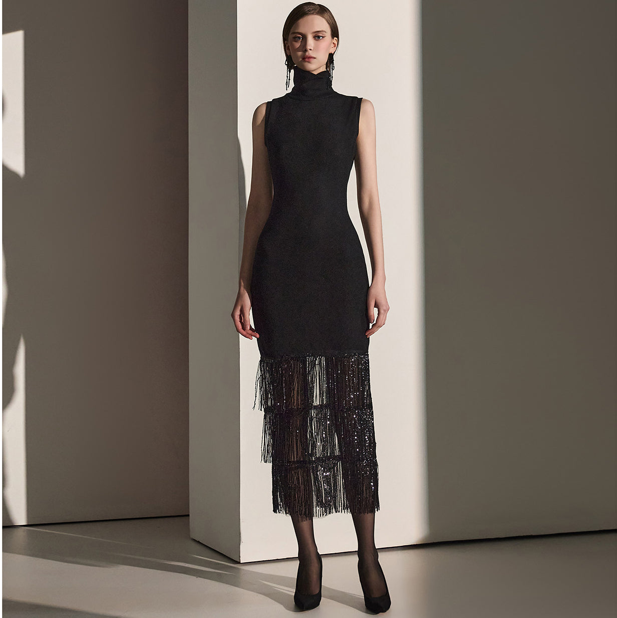 D9461 Spangle Sheer Knit Dress