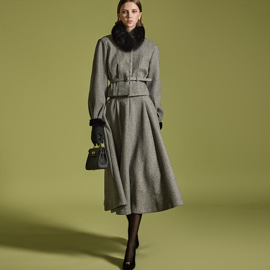 D5135 ベルト付きツーピースセット