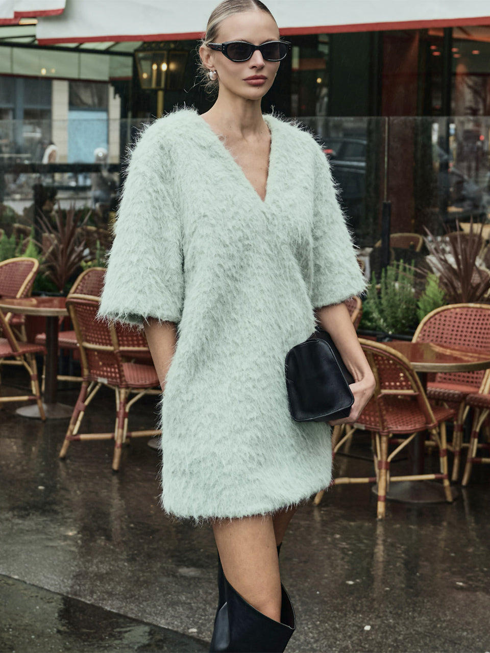 D9511 Boucl?? 迷你连衣裙