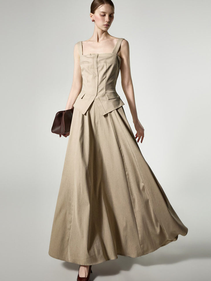 D9597 Corset Line Flare Dress
