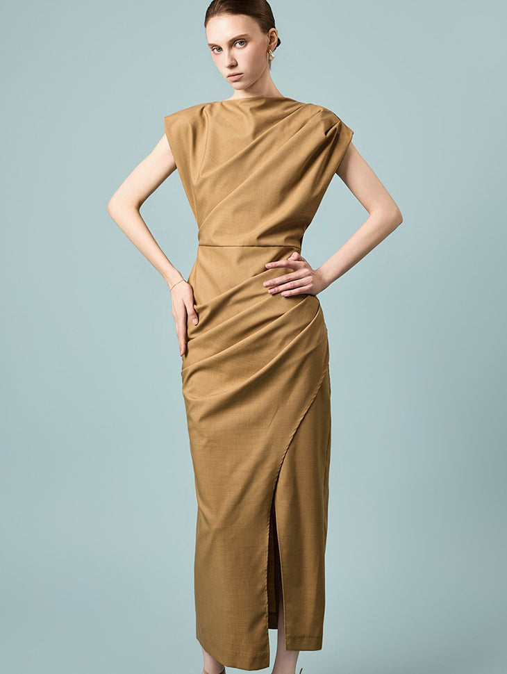 D9611 Drape Slim Dress